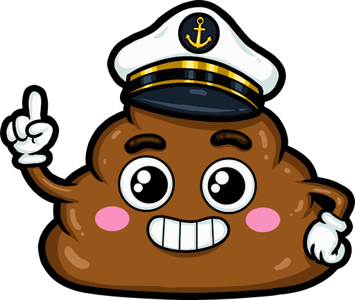 The Craptain — a jolly poop pirate mascot